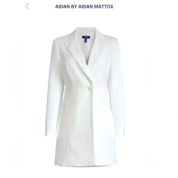 Aidan Mattox White Tuxedo Blazer Mini Dress Formal Bridal Career Size 8 - Picture 7 of 7